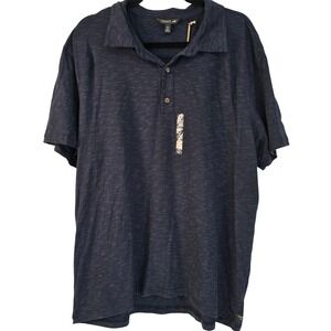 🆕️ Toad & Co Mens XXL Blue Heathered Short Sleeve Polo Shirt Country Whistler